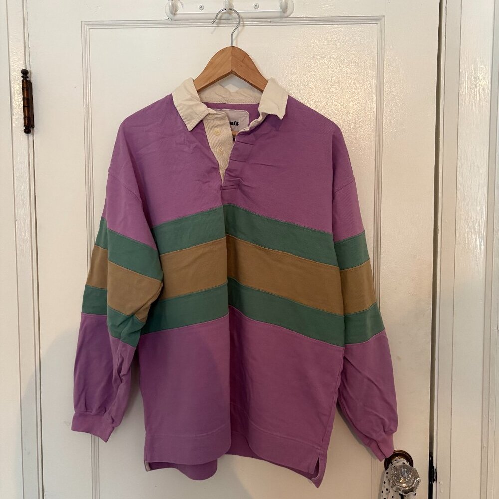 STORY mfg. Purple & Green Climber Long Sleeve Polo